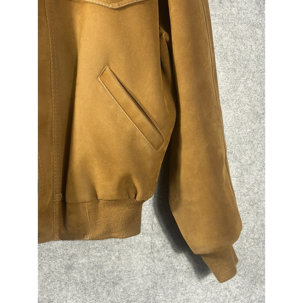 Reportage R.G.A. Made in Italy Tan Suede/Leather Style Bomber Jacket Men's Brown - Picture 5 of 15